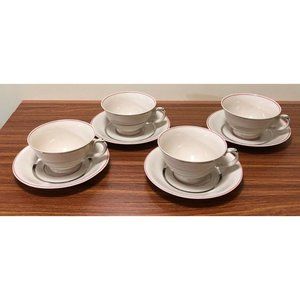 Arabia Finland Cup and Saucer set of 4 Platinum and Pink Trim ARA53